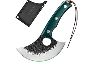 FULLHI Kitchen Knife with Guard, Multi-Color Handle Cleaver Knife for Slicing, High Carbon Steel Forged Full Tang Chef Knife 