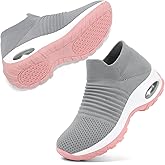 STQ Walking Shoes Women Slip on Sneakers Non Slip Work Arch Support Tennis Plantar Fasciitis Orthopedic Breathable Mesh Comfortable Ladies Nursing