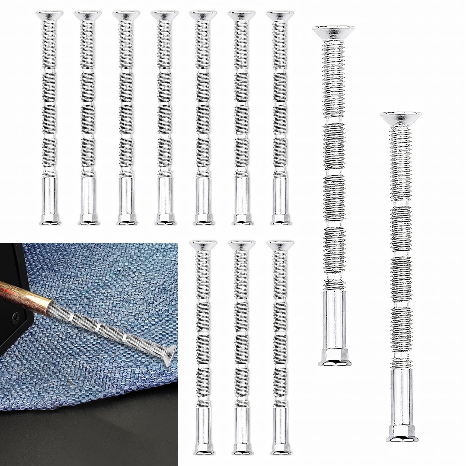 UTXN 12 PCS M4 Door Handle Fixing Screws and Sleeves Door Handle Bolt Through Fixings Universal M4 Screw Connecting Bolts & Sleeves Internal Door Handles Screws for Doors Cabinet Drawers(Silver)