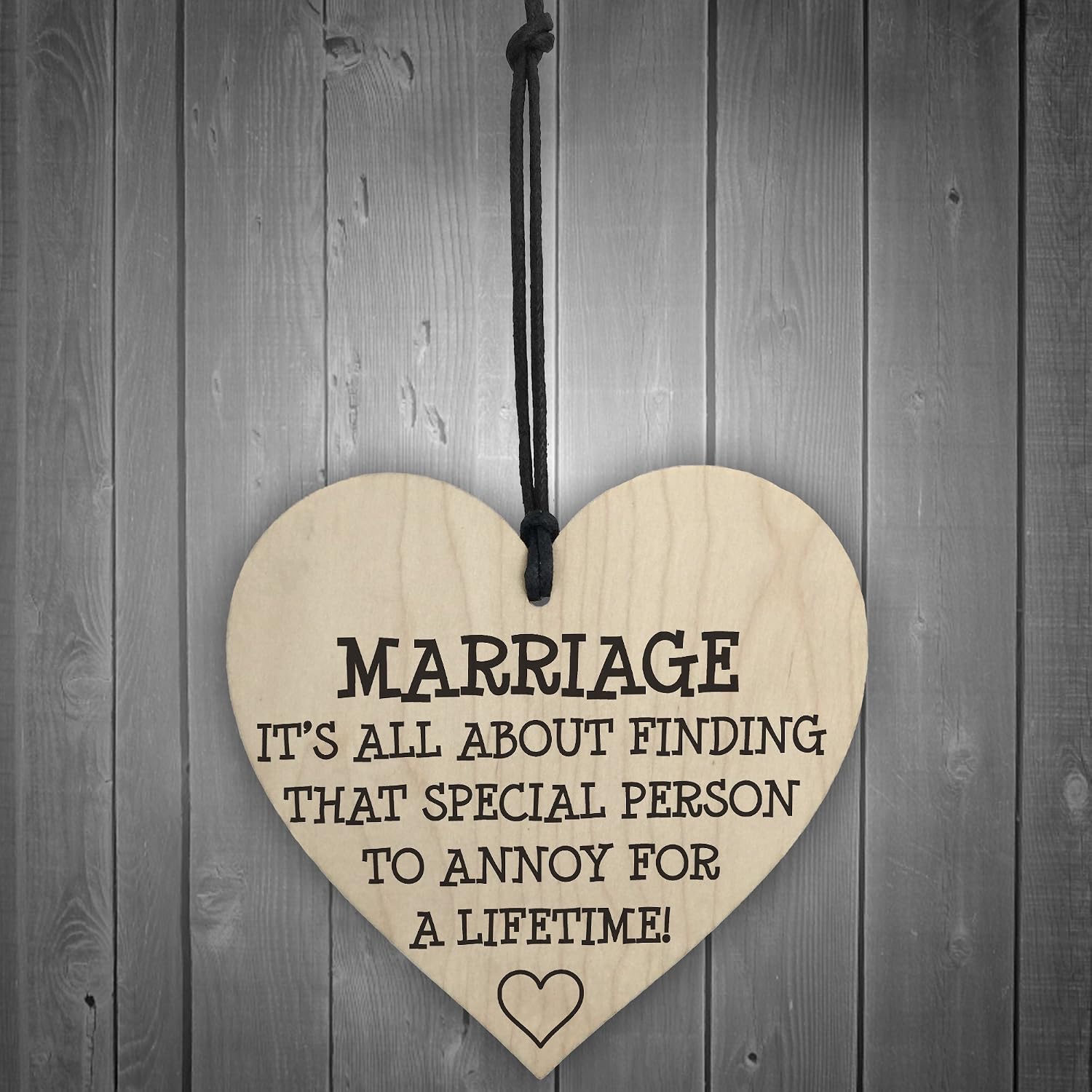 RED OCEAN Marriage Is A Special Person To Annoy Novelty Wooden Hanging Heart Love Plaque, Multicolor, 10x10cm - Image 3