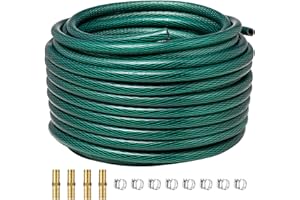 MEISHUNDA 3/8 Inch Self Sinking Aeration Hose,100 feet Weighted Pond Aerator Hose with 8 Stainless Steel Clamps and 4 Copper Menders (1, Green)