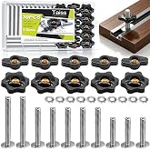 Taiss 30PCS 1/4"-20 T Track Knob Kit,Two Kinds Threaded Knobs 1/4"-20x1,1-1/2",2" 3 Sizes T Track Bolts and Washers for Woodworking Jigs and Fixtures