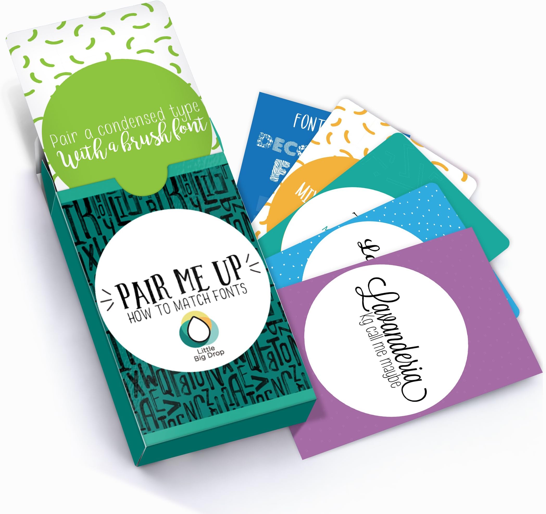 THE BEST GIFT FOR GRAPHIC DESIGN STUDENTS - Flashcards How To Mix Fonts. For Publicist or Creative People 80 Card Included! With All Typographical Advice Pair Me Up - Blue Edition by Little Big Drop