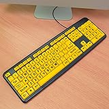 High Contrast Computer Keyboard With Large Print Yellow Keys