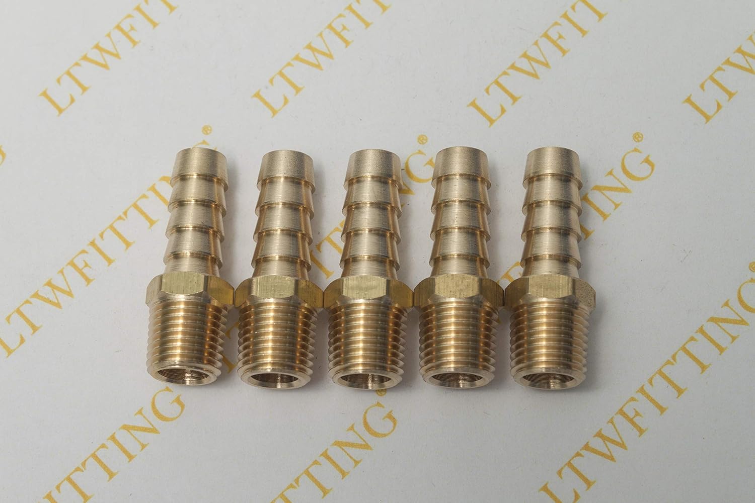 LTWFITTING Brass Barbed Fitting Coupler/Connector 1/4-Inch Male BSPT x 10mm Hose Barb(Pack of 5), Tubing ID: 3/8"(10mm) - Image 3