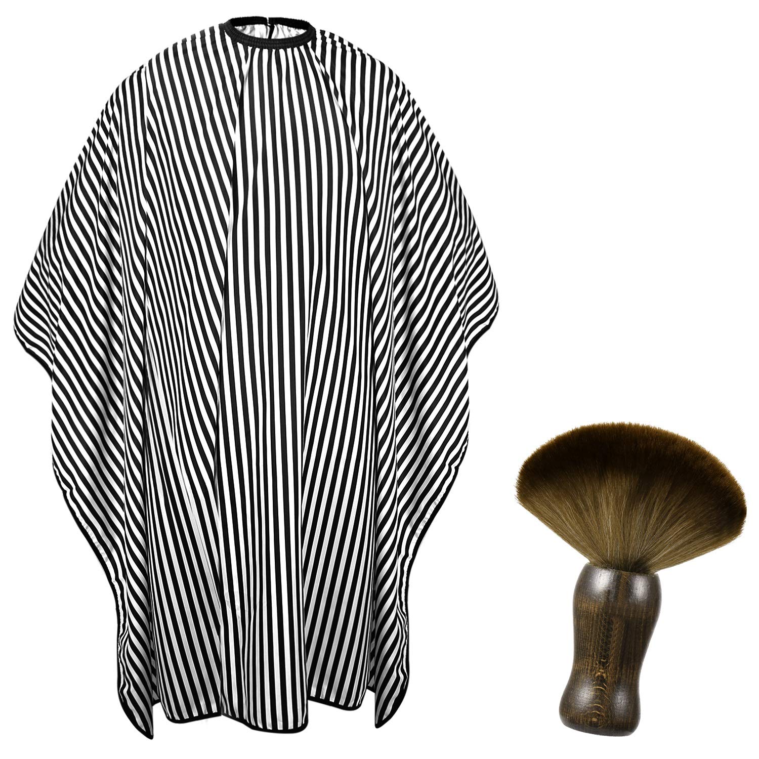 Amazon Com Odewa Adult Professional Barber Cape And Neck Duster Brush Hair Coloring Cutting Haircut Capes Soft Hair Barber Brush Barber Supplies For Men Black And White Stripe Beauty