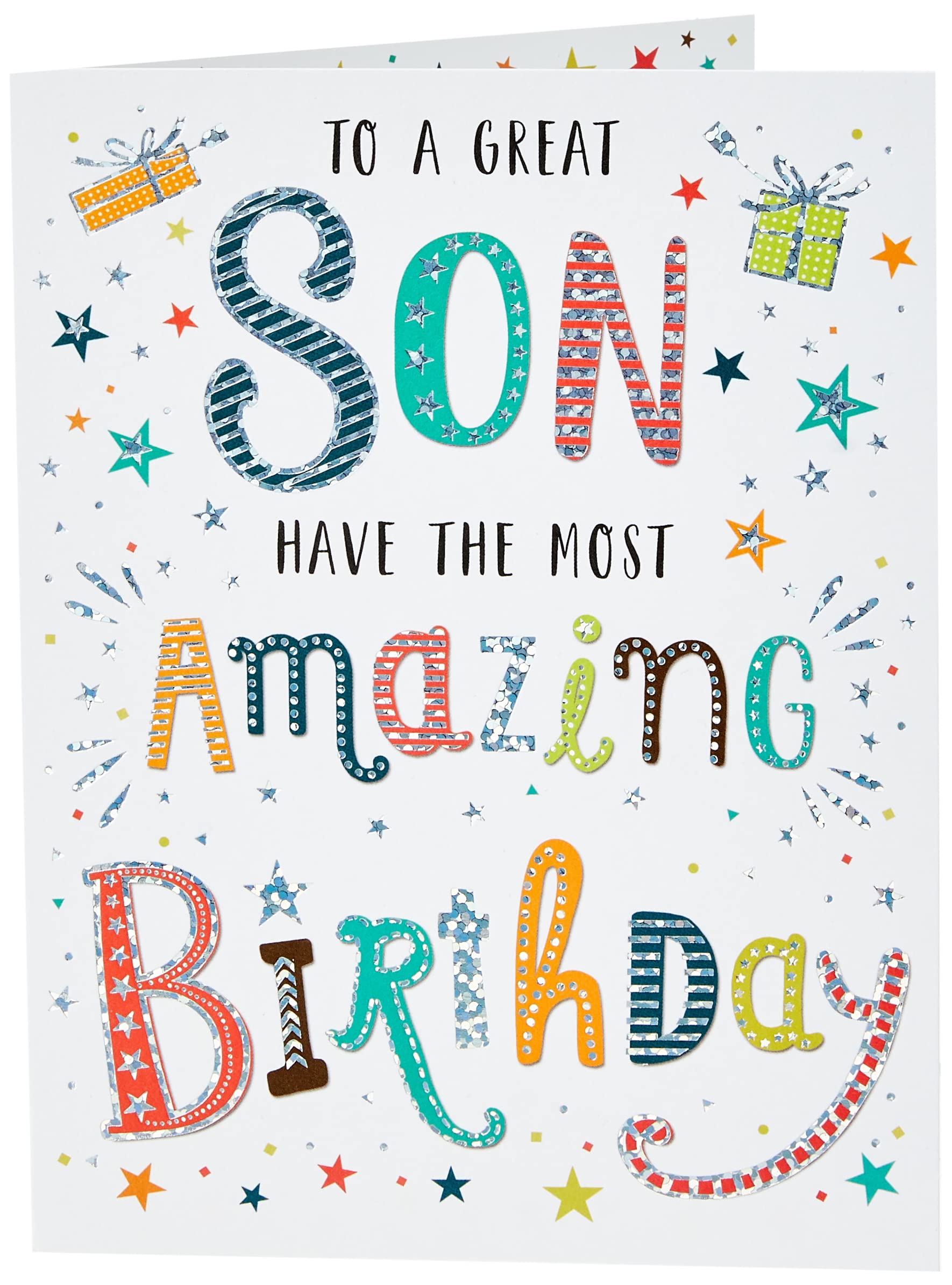 Piccadilly Greetings Regal Publishing Modern Birthday Card Son,green|black|grey|orange|white,8 x 6 inches