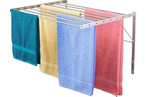 Smartsome | Wall Mounted | Clothes Drying Rack | 30" Wide | 20 Linear Feet Capacity | 8 Smooth Round Stainless Steel Rods | 6