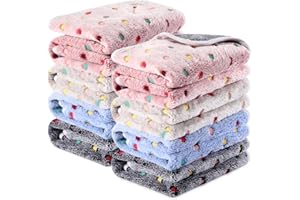 Tudomro 8 Pcs Guinea Pig Blankets Absorbent Washable Animal Fleece Bedding Cage Liners Waterproof Reusable Pet Pee Sleep Mat Pad Cover for Chinchilla Hamster Ferret(Dot,12 x 12 Inch)