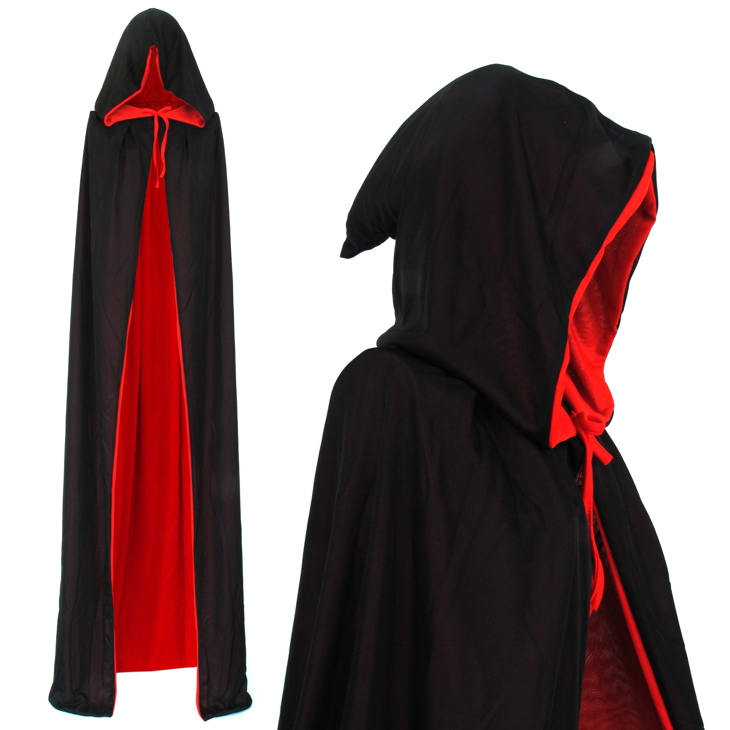papapanda Vampire Cape Hooded Cloak Black Red for Adults Halloween Dracula Cosplay 170cm