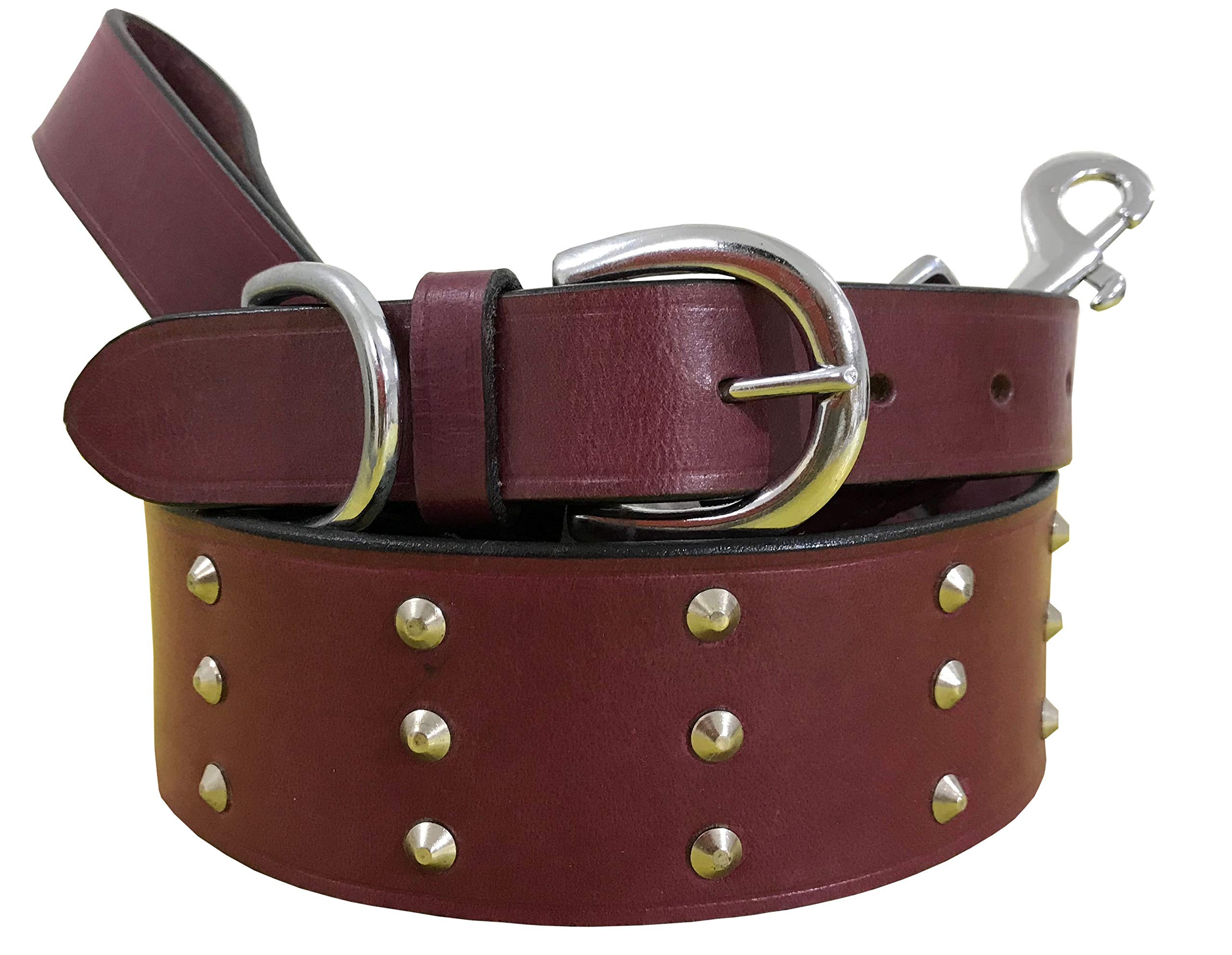 BRADLEY CROMPTON Genuine Leather Matching Pair Dog Collar and Lead Set L
