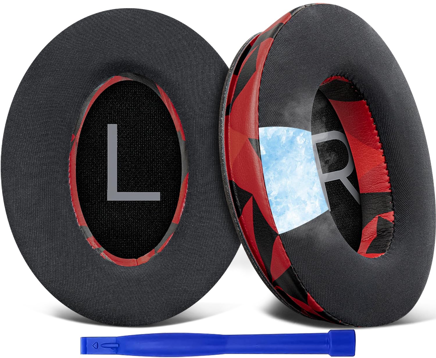 SOULWIT Cooling Gel Ear Pads Cushions Replacement for Bose QuietComfort 45 (QC45)/QuietComfort SE (QC SE)/New Quiet Comfort Wireless Over-Ear Headphones, Earpads with Ice Silk Fabric - Red Storm