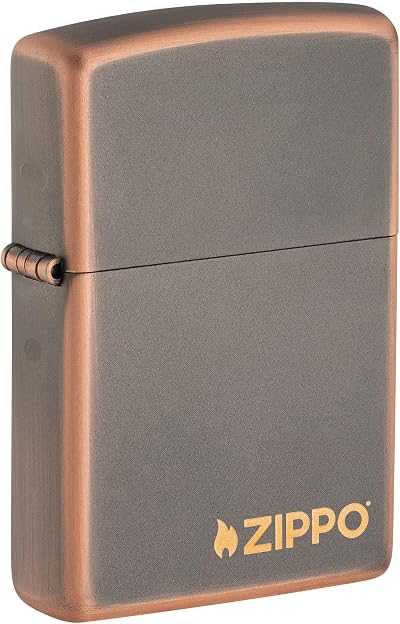 Zippo Rustic Bronze Lighter 49839ZL Belly Flame Personalizable Logo