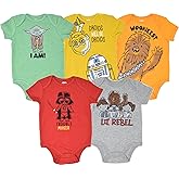 STAR WARS Chewbacca C-3PO R2-D2 Darth Vader Yoda 5 Pack Short Sleeve Bodysuits Newborn to Infant