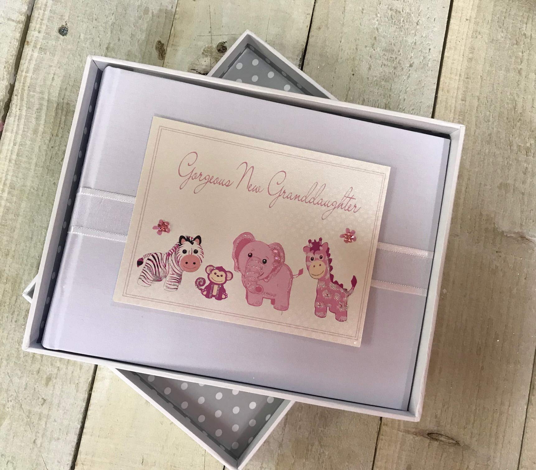 White Cotton Cards Handmade Gorgeous Granddaughter Photo Album (Pink Gingham)