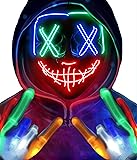 Halloween Mask Skeleton Gloves Set, Light Up Scary