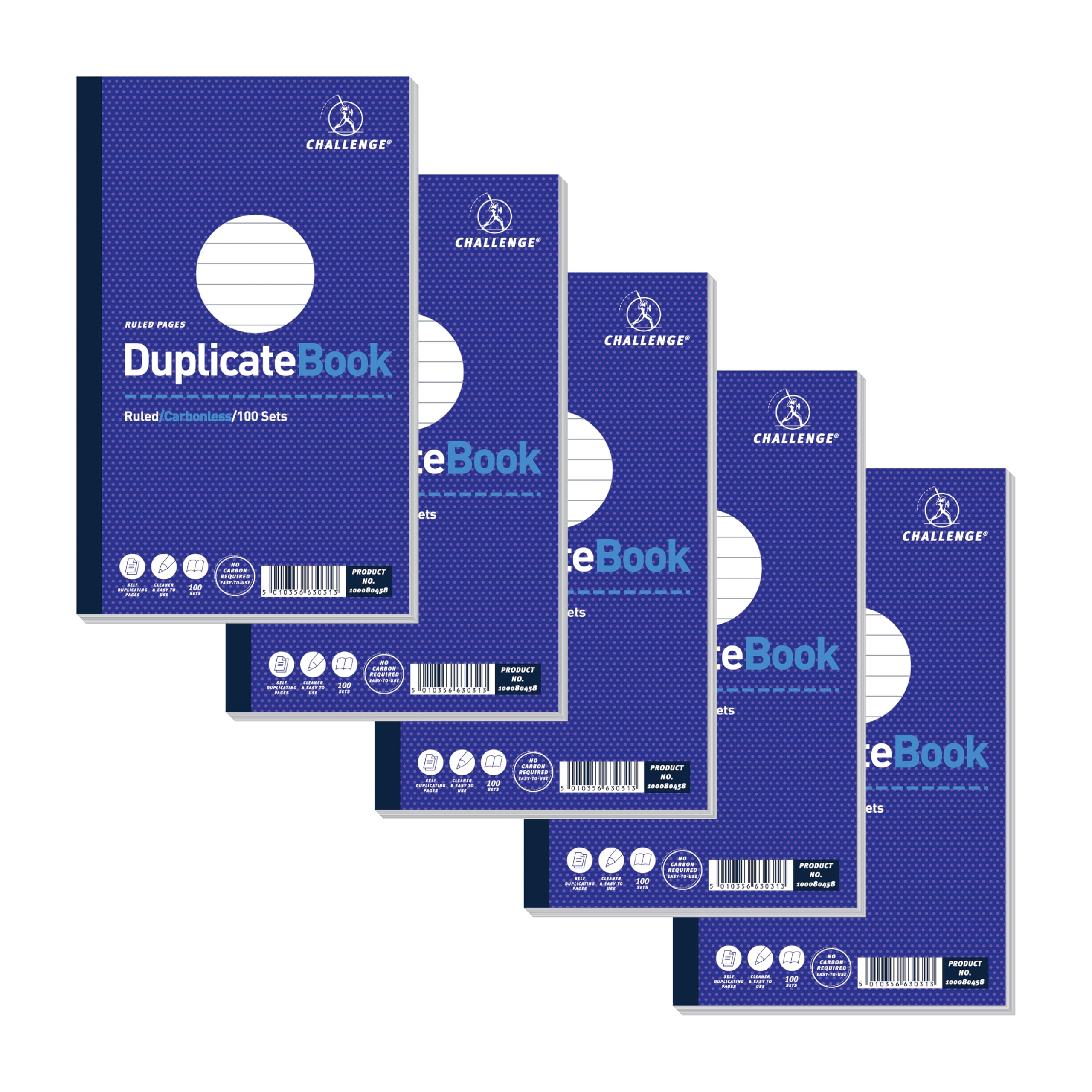 Challenge Duplicate Book, Carbonless, 100 Pages, 5 pack (210 x 130 mm)