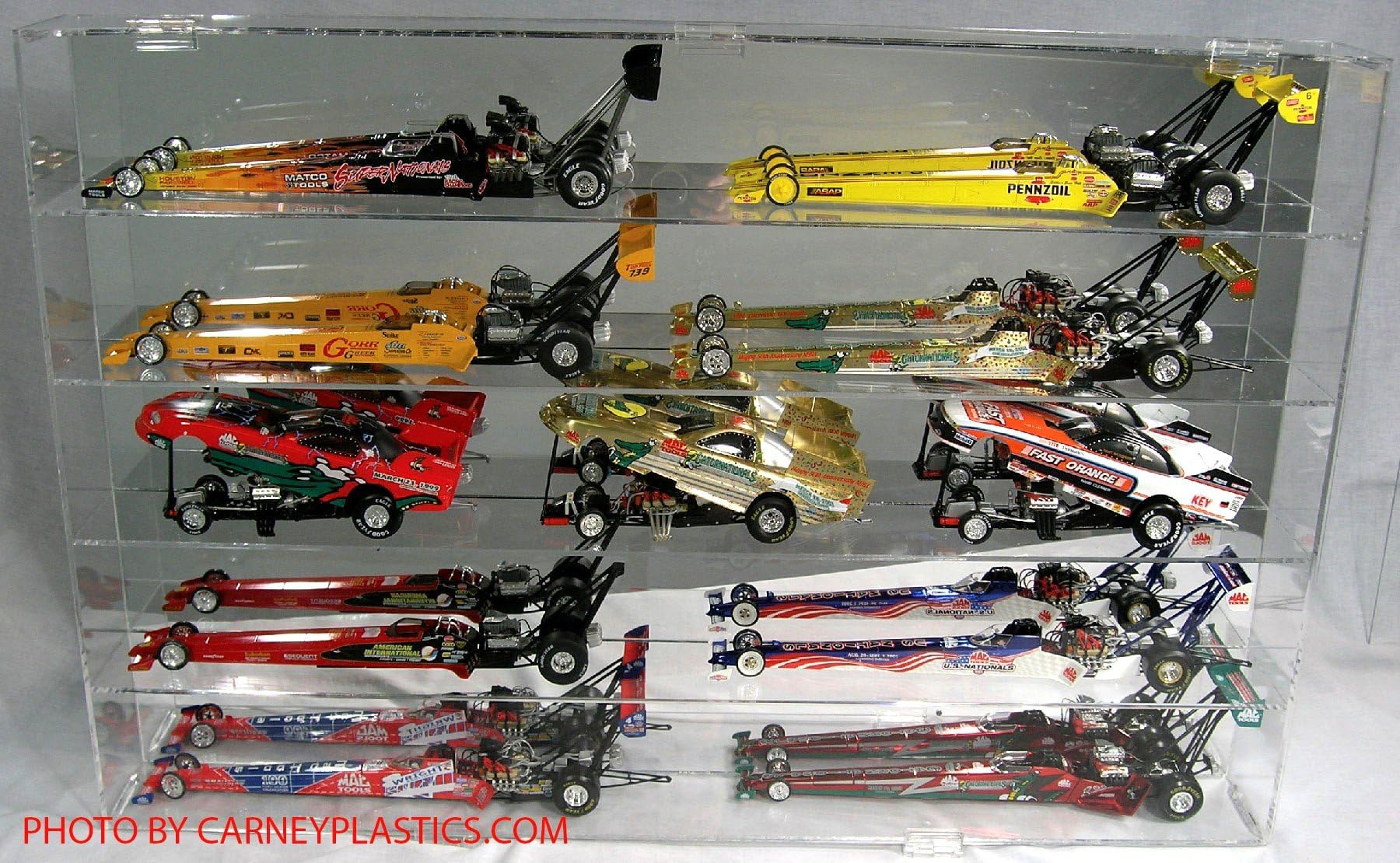 NHRA 10 Car Display Case Mirror Back