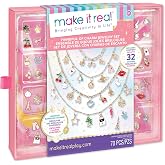 Make It Real: Handful of Charm - 70 pc DIY Jewelry Set, 4 Chain Lengths, Design &amp; Create, Charm Necklace &amp; Bracelet Craft Kit, Girls &amp; Kids Age 8+