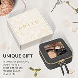 Prite Small Clear Makeup Bag with Gift Box Black Dual Zippers Waterproof PU view 7