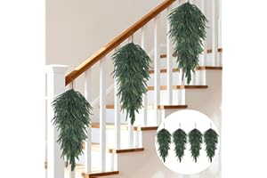 Uieke 4 Pack Artificial Christmas Teardrop Swag, 32" Faux Norfolk Pine Swag Realistic Christmas Greenery Teardrop Wreath for Xmas Holiday Door Wall Mantle Fireplace Decor Indoor Outdoor