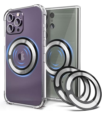 6 anelli adesivi universali in metallo compatibili con caricabatterie wireless magnetico Magsafe iPhone 15 14 13 12 Pro Mini Max Galaxy, (non magneti), accessori di conversione ultra sottili per