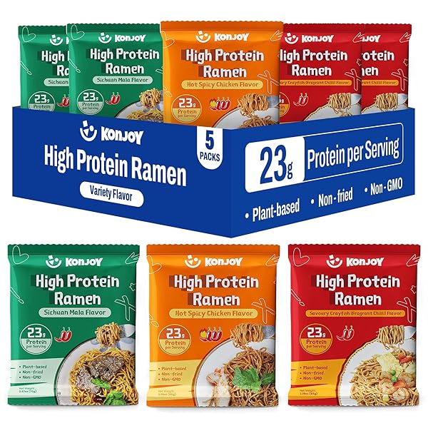 KONJOY PROTEIN RAMEN VARIETY PACK, 5-PACK HIGH PROTEIN...
