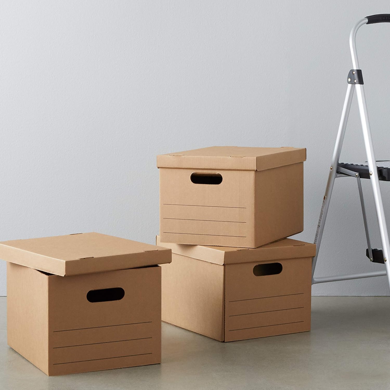  Basics Moving Boxes with Lid and Handles - 15" x 10" x 12", Small, 20-Pack : Office Products