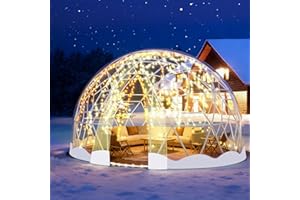Gasgo Garden Dome Tent, 9.6/12/15 ft Outdoor Clear Bubble Tent for 2-8 Person, All-Weather Geodesic Dome Greenhouse with Window & Door, PVC Transparent Tent for Patio, Camping, Party