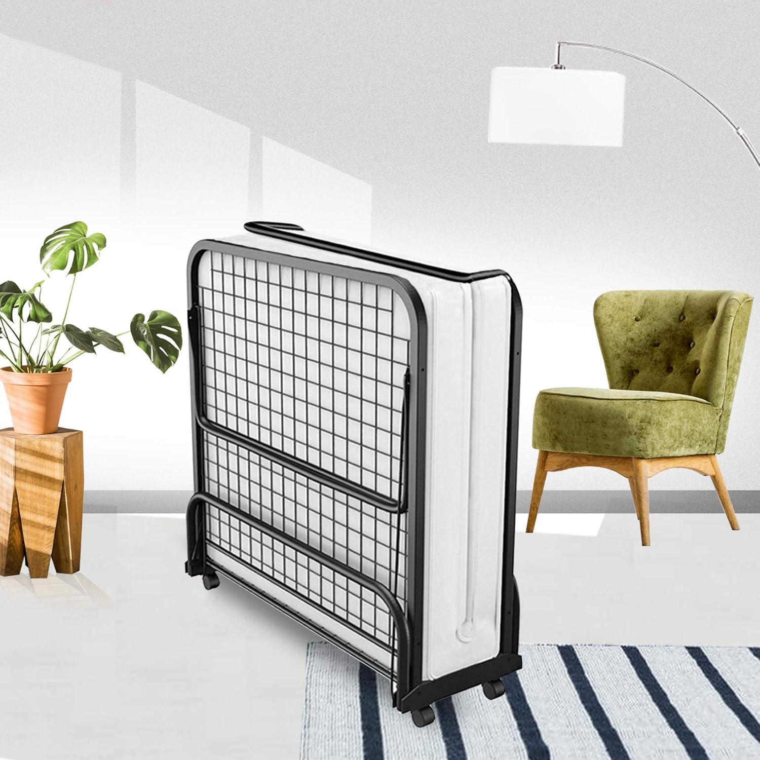 Roallaway Single Folding Steel Bed Lockable Wheels with 5 Inch HR Foam