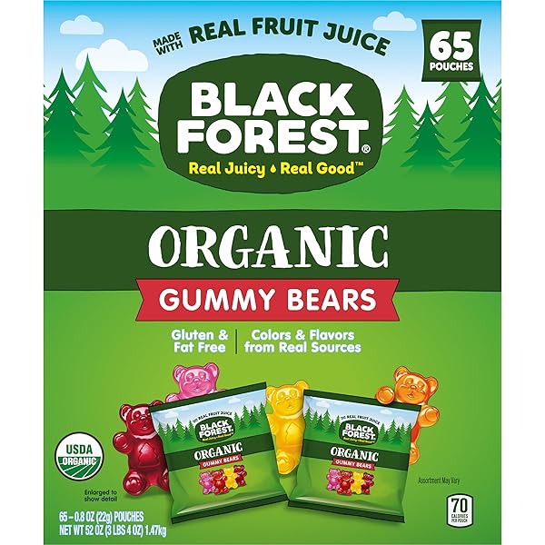 BLACK FOREST ORGANIC GUMMY BEARS CANDY, 0.8 OUNCE POUCHES (65 COUNT)