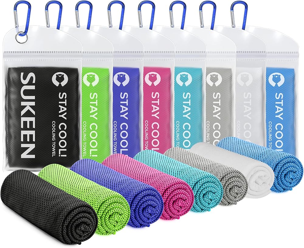 Sukeen 8 Pack Cooling Towel 40x12 Ice Towel Microfiber Yoga Gym Sports