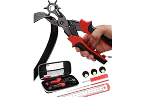 KingTool Leather Hole Punch Set, Super Heavy Duty Rotary Puncher, Multi Hole Sizes Maker Tool