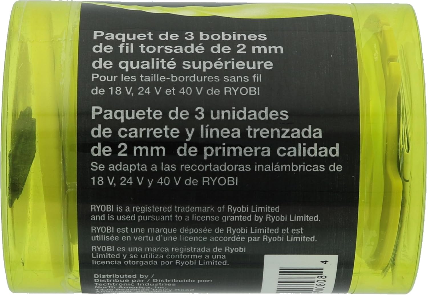 Ryobi One PLUS+ AC80RL3 OEM .080 Inch Twisted Line and Spool Replacement for Ryobi 18v, 24v, and 40v Cordless Trimmers (3 Pack) : Garden & Outdoor