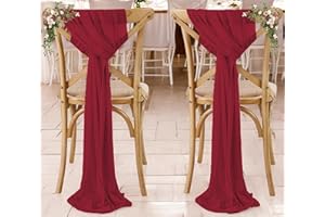 MDS-MEGADECORSUPPLY MDS 25 Pack Chiffon Chair Sashes Bows Tie-Back Bands for Christmas Party, Holiday Dinner, Wedding, Banquet, Harvest Dinner, Thanksgiving, New Year Decorations, Fits for Any Chair - Apple red