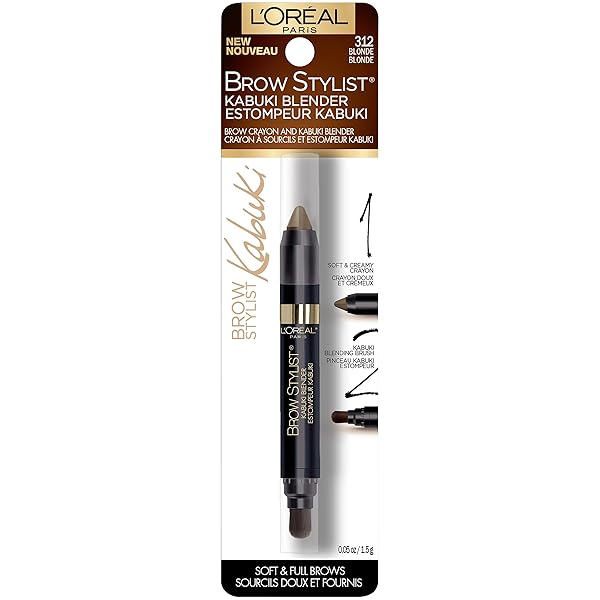 L’OREAL PARIS BROW STYLIST KABUKI BLENDER BROW CRAYON, BLONDE, 0.05 OZ.