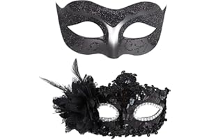 Flywife Masquerade Mask for Women Men Couples Set Phantom of the Opera Mask Half Face Mardi Gras Mask
