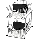 Simple Houseware 2 Tier Cabinet Wire Basket Drawer Organizer, Grey