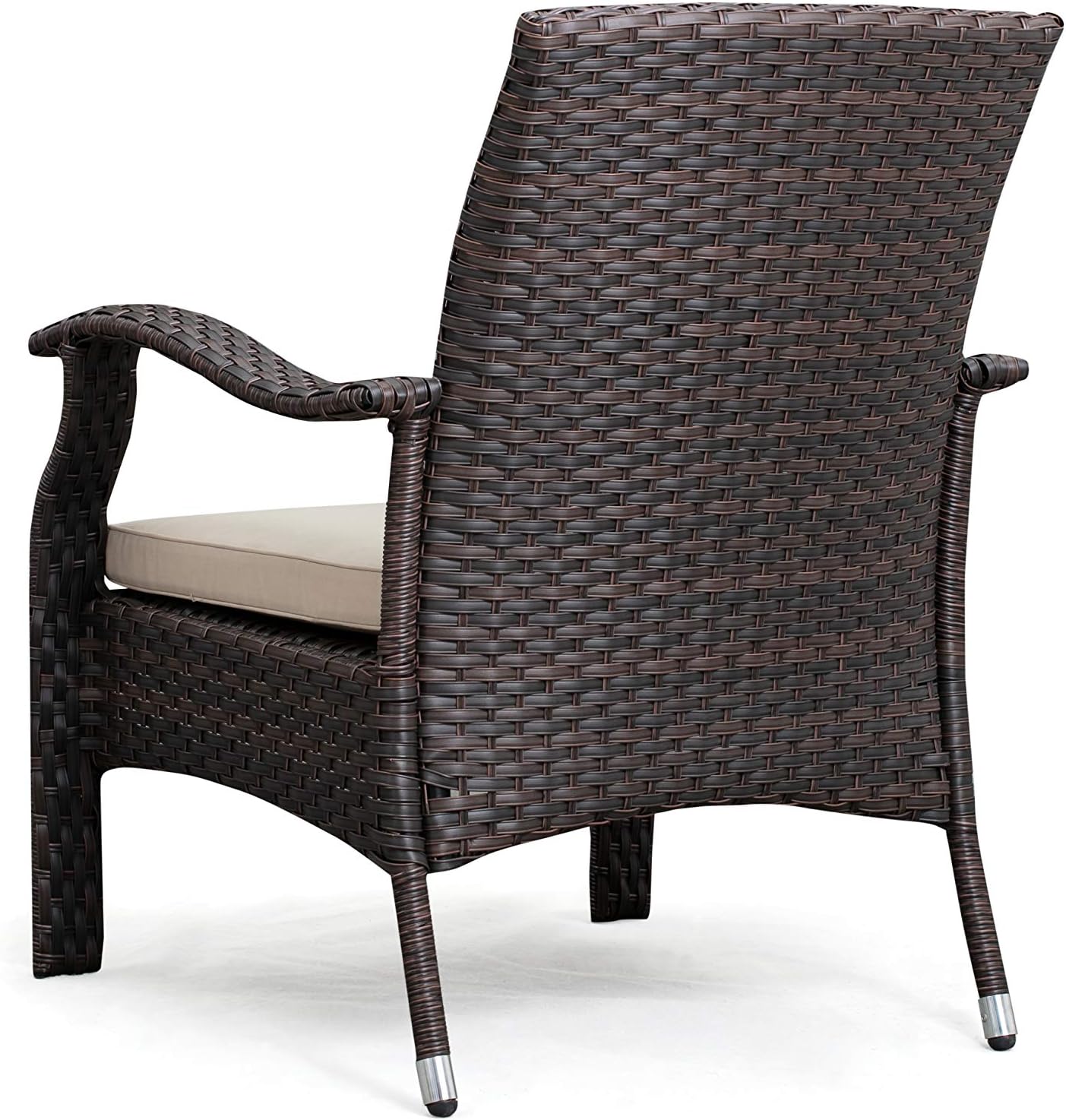 Patio Sense Miles Wicker Conversation Set, Dark Brown, 3 Piece Outdoor Bistro Set with 2 Chairs and Coffee End Table with Glass Top: Garden & Outdoor