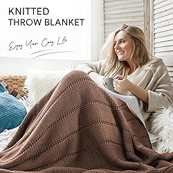 RECYCO Cable Knit Brown Throw Blanket Twin Size for