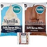 Frostline Lactose Free Soft Serve Mix Variety, Chocolate and Vanilla, 6 lb Bags with By The Cup Rainbow Sprinkles