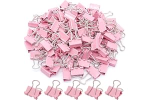 YCVIORING Pink Binder Clips, Mini Paper Clip, Small Paper Clamps 15mm (5/8 inch), 100 Pack Micro Size Office Clips for Home School and Business (Pink)