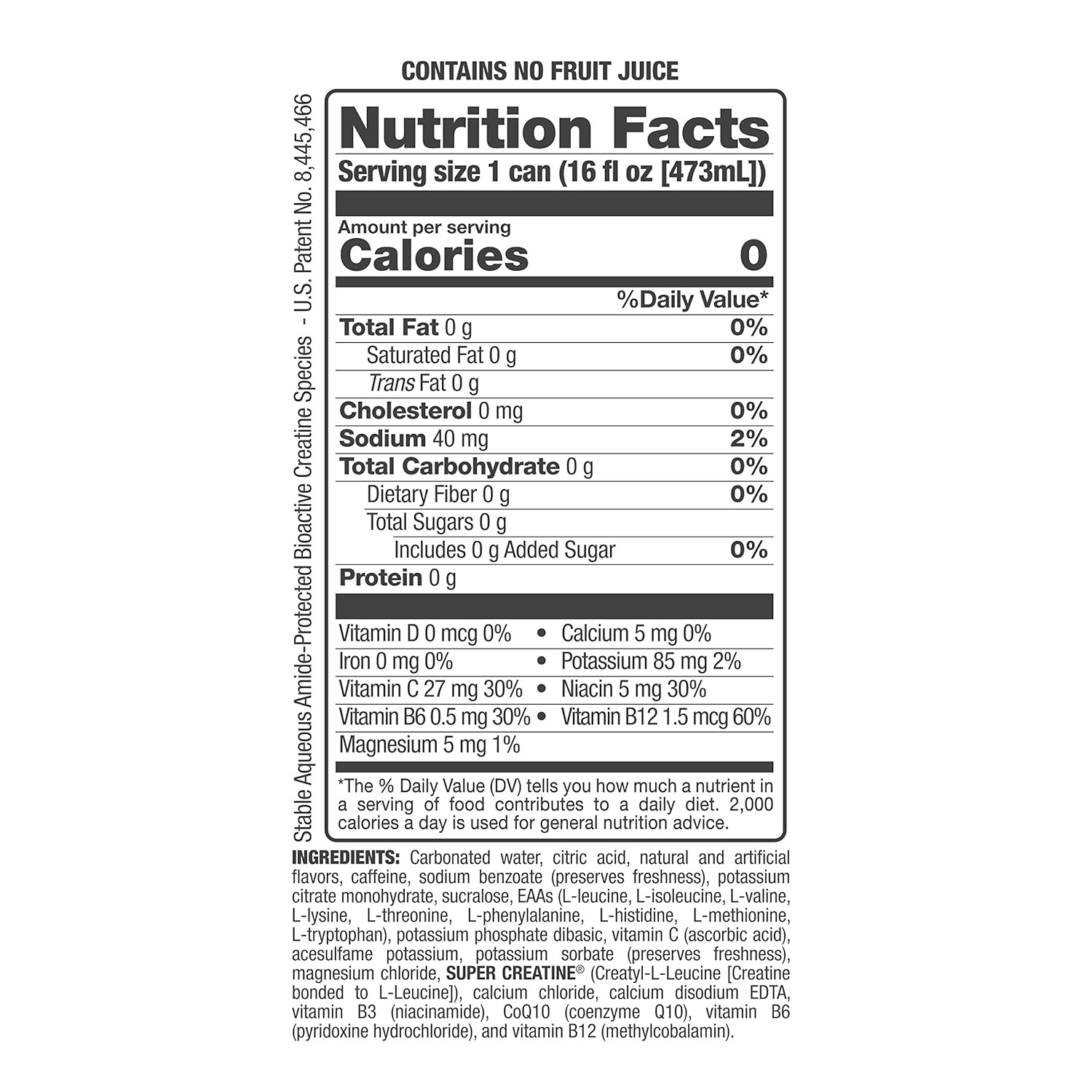 Bang Power Punch Energy Drink, 0 Calories, Sugar Free with Super Creatine, 16 Fl Oz (Pack of 12) : Sports Nutritional Supplements : Grocery & Gourmet Food