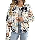 Milumia Women's Patchwork Jacket Quilted Floral Button Down Long Sleeve Going Out Jackets