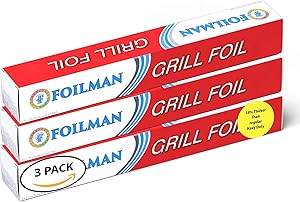 Heavy Duty Grill Foil Roll - Pack of 3 - Vented with Holes Specifically for Grilling and Steaming - 12 Inch x 25 Ft