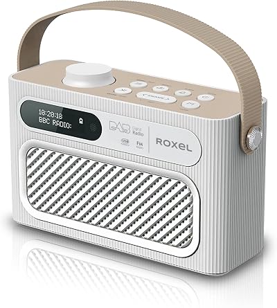 Roxel RDR-40 DAB/DAB+ Portable Radio with Bluetooth Dual Alarm White/Cappuccino