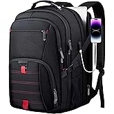 ANTERK Extra Large Travel Laptop Backpack, 17.3 Inch Carry on Backpack for Men Women with USB Port, Big Anti Theft Water Resistant College Bussiness TSA Airline Approved Work Computer Backpack, Black