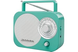 Studebaker SB2000TS Teal/Silver Retro Classic Portable AM/FM Radio with Aux Input