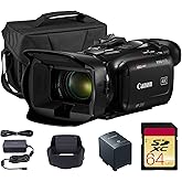 Canon VIXIA HF G70 4K Camcorder with 20x Optical Zoom (5734C002) Bundle | For Professional Video | 1/2.3-Inch CMOS Sensor | Dual SD Slots | HDMI Output + 64GB Memory Card + Camera Bag