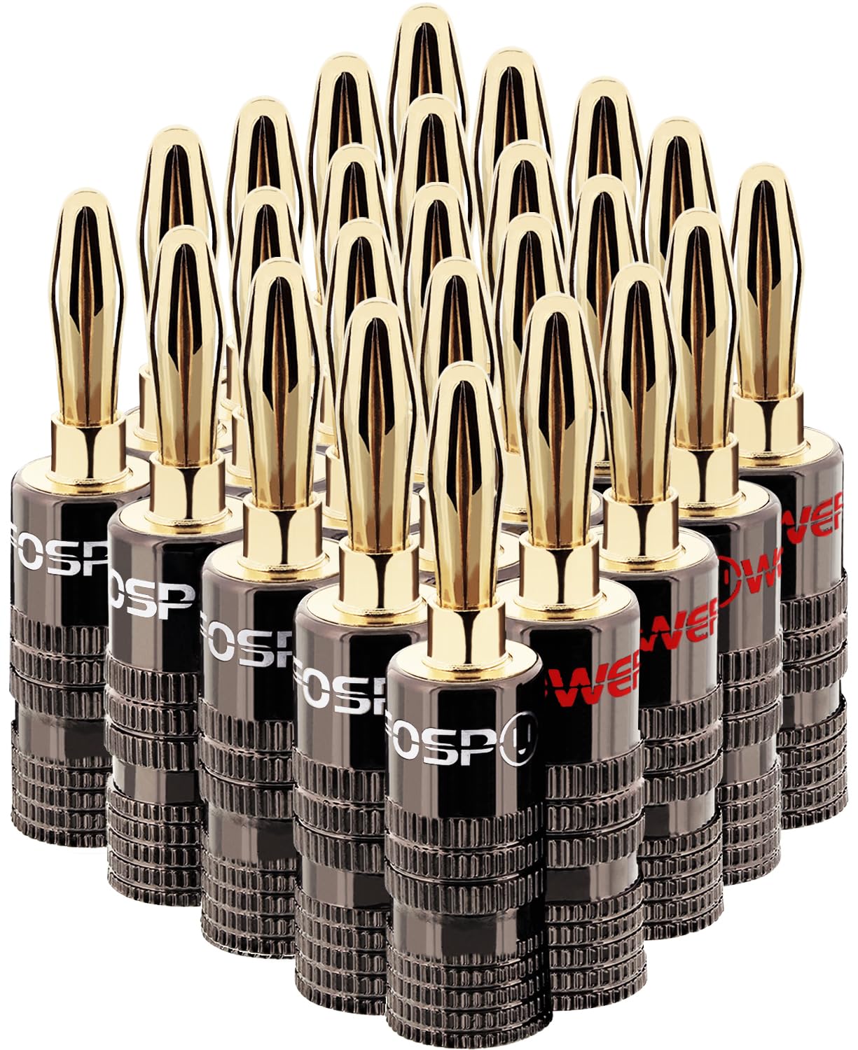 FosPower Banana Plugs 12 Pairs / 24 pcs, Closed
